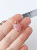 1 x Faceted Pink Jade Heart Pendant, 18x14mm (0515)