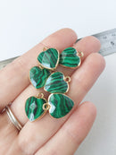 1 x Faceted Gemstone Malachite Imitation Heart Pendant, 18x14mm (0511)