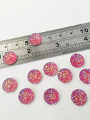 20 x Iridescent Pink Round Resin Druzy Cabochons, 12mm (0906)