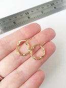 1 x Gold Plated Stainless Steel Twisted Earring Hoop Blanks, 14mm (0948)