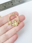 2 x Gold Plated Multiloop Floral Wreath Connectors, 31x27mm (0881)