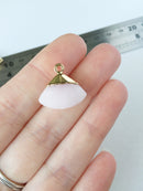 1 x Faceted Pink Jade Fan Pendant, 19x20mm (0586)