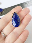 1 x Teardrop Lapis Lazuli Pendant with Two Loops, 30x16mm (0589)
