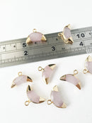 1 x Gold Plated Rose Quartz Crescent Moon Pendant, 19x8mm (0599)
