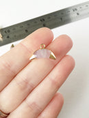 1 x Gold Plated Rose Quartz Crescent Moon Pendant, 19x8mm (0599)
