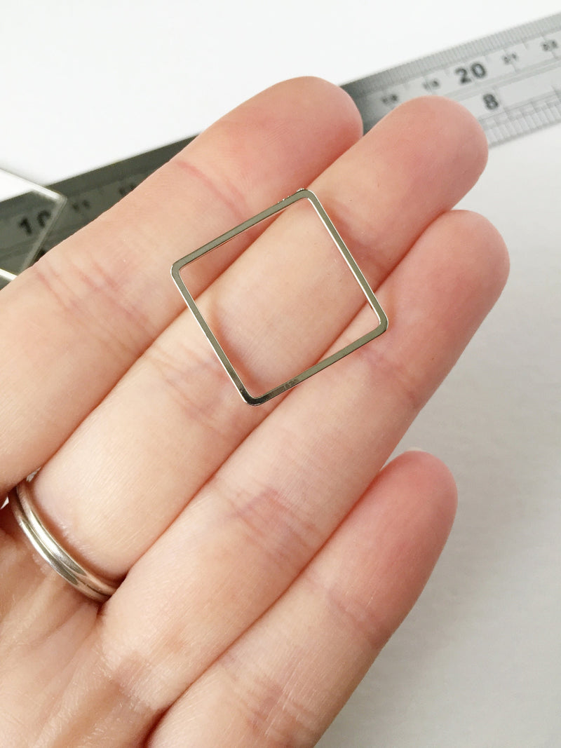 10 x Platinum Open Square Connectors, 20mm (2461)