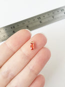 2 x Tiny Blood Orange Baguette Cut Crystal Charms, 4x8mm (1006)