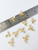1 x 18K Gold Plated Bee Charms, 15x18mm (0569)