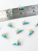2 x 18K Gold Plated Hummingbird Charms, 14x9mm (1029)
