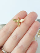 1 x 18K Gold Plated Bee Charms, 15x18mm (0569)