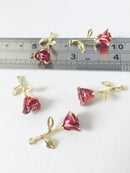 1 x Red Rose Charm, 26x15mm (1419)