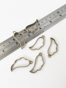 2 x Bronze Wing Open Back Bezel Pendants, 17x36mm (1491)