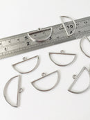 4 x Platinum Plated Semi-circle Open Back Bezel Pendants, 30x18.5mm (1488)