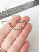 4 x Platinum Plated Semi-circle Open Back Bezel Pendants, 30x18.5mm (1488)