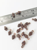 19 x Antique Copper Pine Cone Charms, 13x7mm (1501)