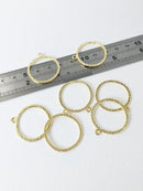 4 x Gold Plated Round Textured Open Back Bezel Pendants, 30x28mm (1508)