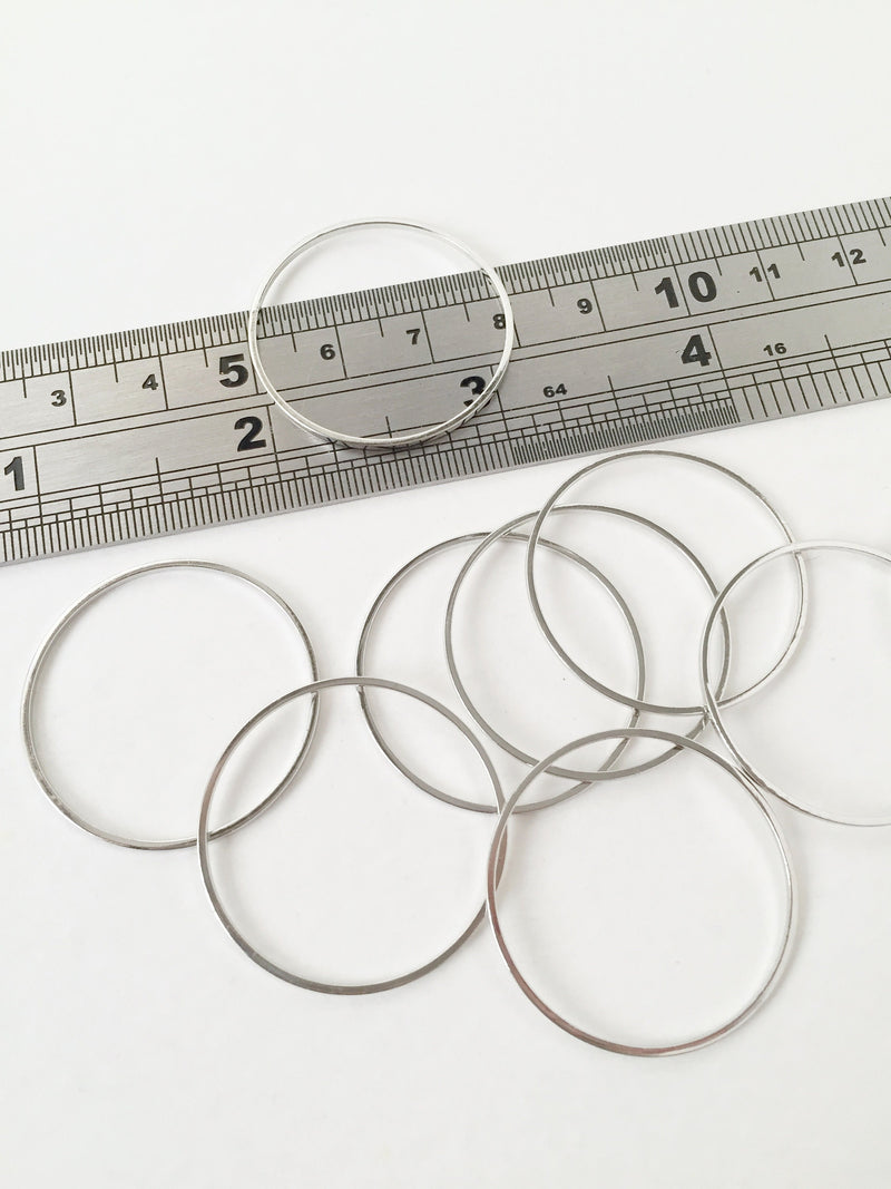 10 x Platinum Tone Round Linking Rings, 30mm (2462)