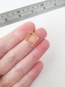 6 x Gold Rhombus Open Back Bezel Pendants, 19x17mm (0988)