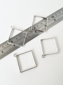 2 x Large Platinum Rhombus Open Bezel Pendants, 49x44mm (2466)