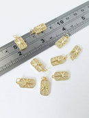 1 x 18K Gold Plated Rectangular Northern Star Pendant with Cubic Zirconia, 16x8mm (1044)