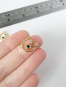 1 x 18K Gold Plated Saturn Planet Charm with Blue CZ, 15x17mm (1037)