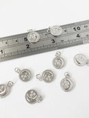 1 x Real Platinum Plated Brass Moon and Stars Charm, 15x12mm (1445)