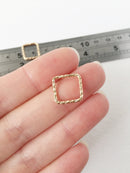 10 x Textured Champagne Gold Square Connectors, 13mm Linking Rings (0810CG)