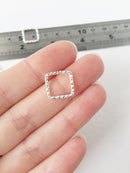 10 x Textured Bright Silver Square Connectors, 13mm (0810S)