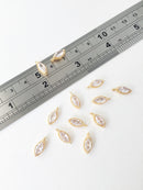 2 x 24K Gold Plated Cubic Zirconia Marquise Charms, 13x5mm (1450)