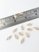 2 x 24K Gold Plated Cubic Zirconia Marquise Charms, 13x5mm (1450)