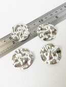 2 x Platinum Plated Wavy Round Pendants, 28mm (0614)