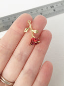 1 x Red Rose Charm, 26x15mm (1419)