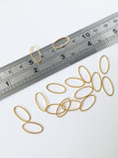 16 x Gold Tone Brass Oval Connectors, 16x8mm (0978)