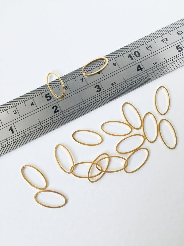 16 x Gold Tone Brass Oval Connectors, 16x8mm (0978)