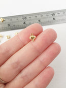 10 x Tiny Light Gold Plated Stainless Steel Puffy Heart Charms, 9x6.5mm (0482)