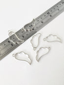 2 x Platinum Wing Open Back Bezel Pendants, 17x36mm (1487)