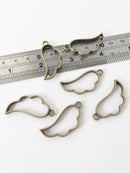 2 x Bronze Wing Open Back Bezel Pendants, 17x36mm (1491)