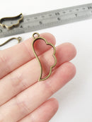 2 x Bronze Wing Open Back Bezel Pendants, 17x36mm (1491)