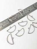 4 x Platinum Plated Semi-circle Open Back Bezel Pendants, 30x18.5mm (1488)