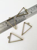 2 x Bronze Triangle Open Back Bezel Pendants, 25x39mm (1496)