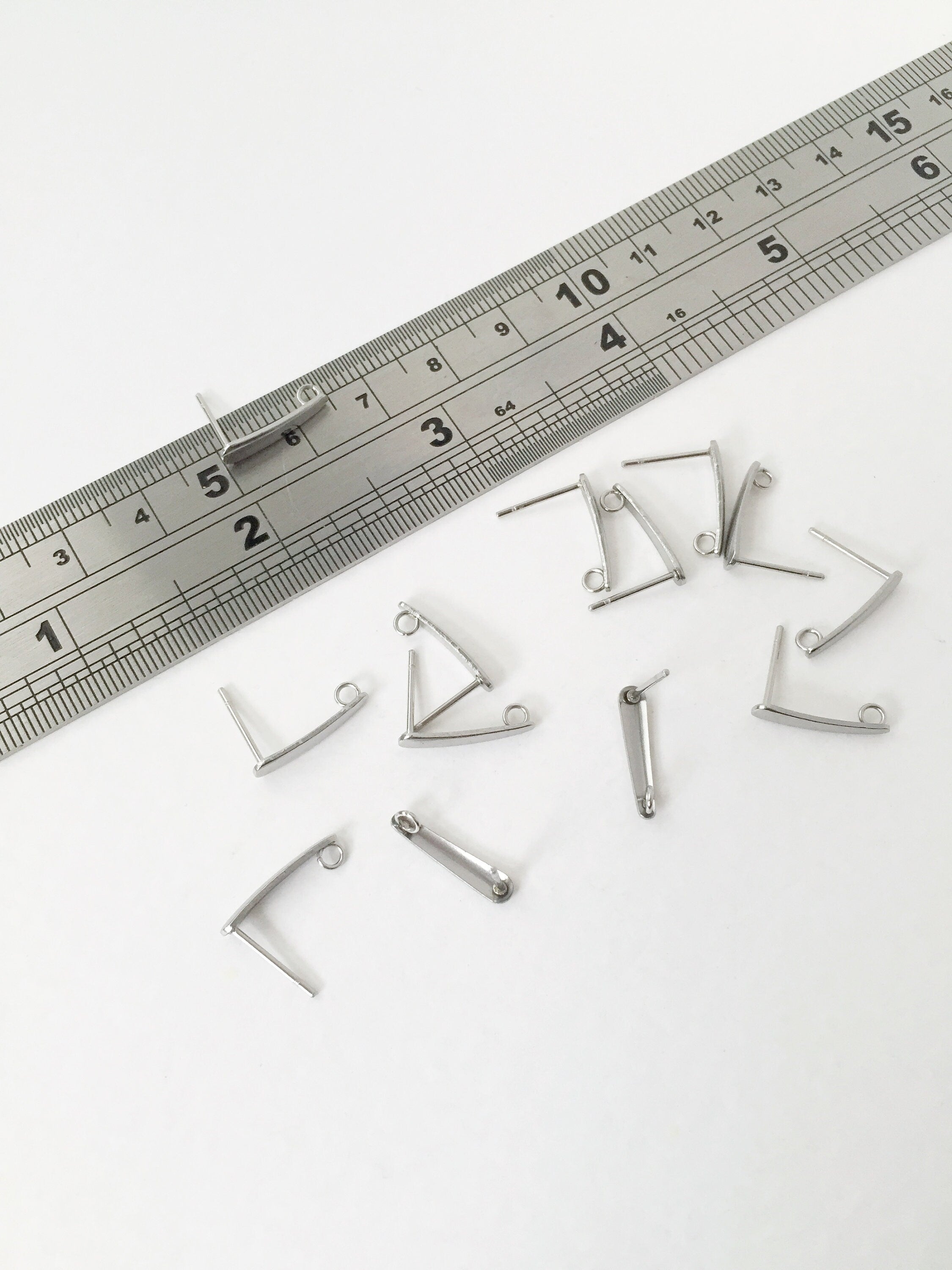 2 pairs x Stainless Steel Earring Studs Blanks with Loops (1035)