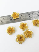 4 x Raw Brass Multi Petal 3D Flower Beads, 23mm (3033)