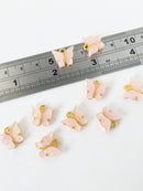 4 x Gold Plated Blush Pink Resin Butterfly Charms, 12.5x13mm (1452)