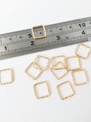 10 x Textured Champagne Gold Square Connectors, 13mm Linking Rings (0810CG)