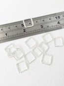 10 x Textured Bright Silver Square Connectors, 13mm (0810S)