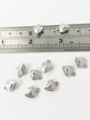 10 x Embossed Stainless Steel Puffy Heart Charms, 12.5x9mm (0488)