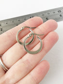 1 pair x Stainless Steel Flattened Hoop Earrings, 20x19.5mm (1907S)