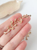 4 x Champagne Gold Leaf and Flower Branch Pendants, 59x16mm