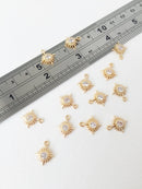 1 x 24K Gold Plated CZ Star Pendant, 13x11.5mm (1135)