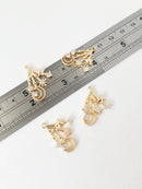 1 x 24K Gold Plated Shooting Stars Pendant with Cubic Zirconia, 28x20mm (1583)